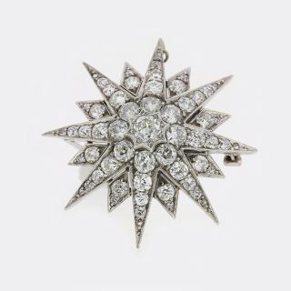 Reserved Vintage 5.  0 Carat Old Cut Diamond Star Brooch Pendant