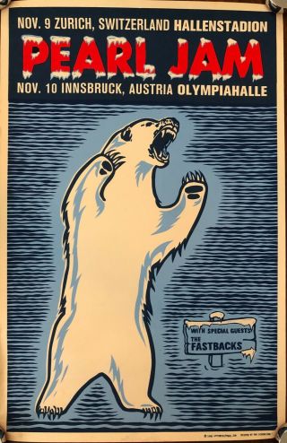 Vintage 1996 Pearl Jam Poster Zurich Innsbruck Ames First Edition