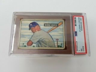 Vintage York Yankees Mickey Mantle 1951 Bowman Rookie Card Psa 1 253 Rc