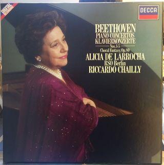 Larrocha Chailly Beethoven 5 Piano Concertos 3lp - Box Decca Digital 414 391 - 1 Nm