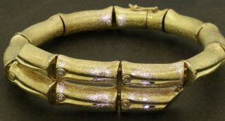 Heavy Italian Designer Vintage 18k Gold High Fashion Bamboo Style Link Bracelet
