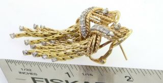Vintage heavy 14K gold 1.  30CTW diamond tassel drop dangle earrings 3