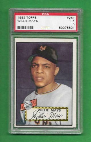 1952 Topps 261 Willie Mays Psa Ex 5 York Giants Vintage Baseball Card