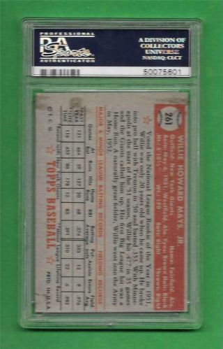 1952 Topps 261 Willie Mays PSA EX 5 York Giants vintage baseball card 2
