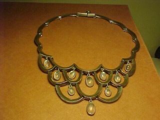 Vintage Antonio Pineda 970 Silver Moonstone Bib Necklace