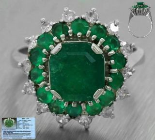 $10,  590 Ladies Vintage Estate 2.  25ct Natural Emerald Diamond Engagement Ring