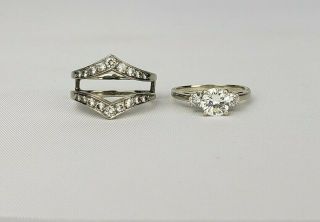 Vintage 14k Natural Diamond Engagement Set With Guard Ring Vs2 2.  02cttw
