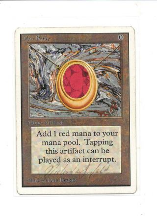 Mox Ruby Unlimited Mtg Magic The Gathering Artifact Power 9 Vintage Signed