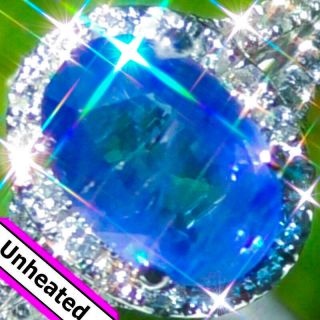 Sapphire Ring 14k Gold 4.  98ct Unheated Blue Sapphire Diamond Estate Vintage Ring