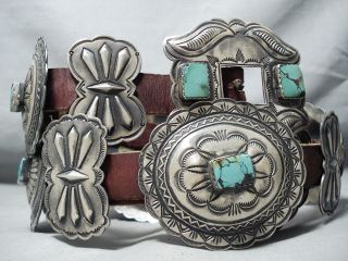 One Of The Finest Vintage Navajo Damale Turquoise Sterling Silver Concho Belt