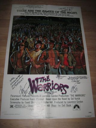 Vintage 1979 The Warriors Movie Poster Signed & Inscribed By 8/come Out To Play
