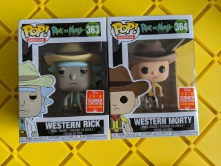Funko Pop Sdcc 2018 Exclusive Cowboy Western Rick And Western Morty Set 363 364