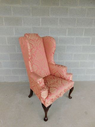Vintage High Back Chippendale Style Wing Back Arm Chair