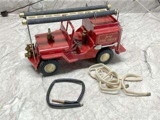 Vintage Cast Aluminum Al - Toy Willys Jeep Fire Truck Toy,  1940 