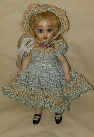 Antique Bisque Jointed Dollhouse Mignonette Doll Germany All Orig.  $122.  22