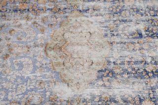 Antique Muted Distressed Floral Kirman Area Rug Hand - knotted Oriental WOOL 10x13 3