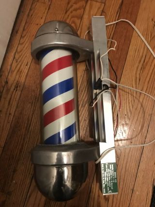 Vintage William Marvy Model 410 Electric Rotating Wall Mount Barber Pole Usa
