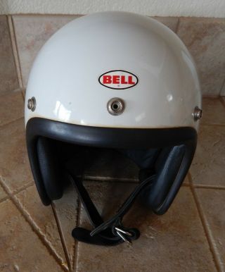 Rare Vintage 1968 Bell Toptex 500 - Tx White Motorcycle Helmet Size 6 7/8