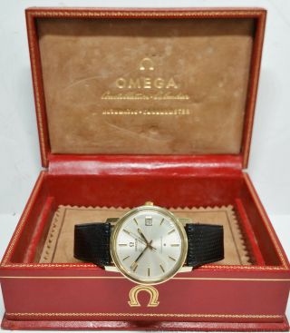 Vintage Omega Constellation Chronometer Automatic Gold Top Date Watch Box