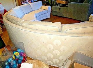 Vintage Mid Century 2 Piece Half Circle Circular Sofa Couch Eames era 2