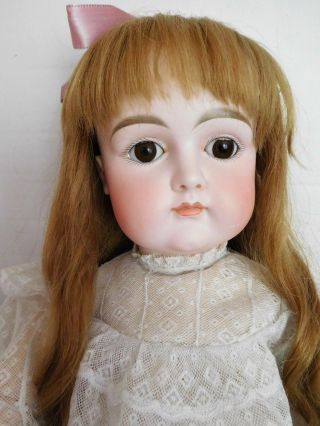 Early Antique Kestner Closed Mouth 27 " Bisque Child W/ Square Cheeks