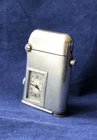Thorens Bijou Art Deco Vintage Petrol Pocket Lighter With Clock