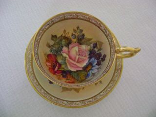 Gorgeous Vintage Aynsley Teacup And Saucer Signed J.  A.  Bailey Pink Rose &flowers