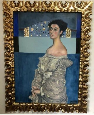 Gustav Klimt Austrian Artist Oil Painting On Canvas Framed 25 X 33”