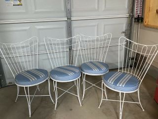 4 - 1950s Vintage Homecrest Outdoor Patio Ice - Cream Parlor Chairs