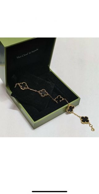 Van Cleef & Arpels 18k Yellow Gold Vintage Alhambra Bracelet Black Gold