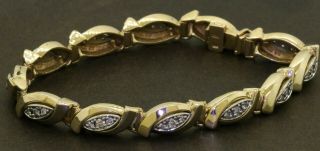 Heavy Vintage 14k Gold High Fashion.  96ctw Vs Diamond Fancy Link Bracelet