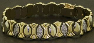Vintage Heavy 14k Gold 1.  0ctw Diamond Cluster Link Bracelet