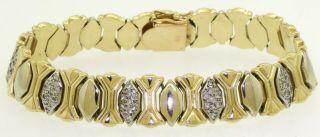 Vintage heavy 14K gold 1.  0CTW diamond cluster link bracelet 2