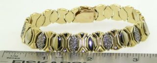 Vintage heavy 14K gold 1.  0CTW diamond cluster link bracelet 3