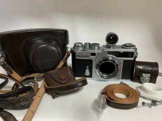 Vintage Nikon Sp Rangefinder 35mm Late Model W/ Accessories From Japan