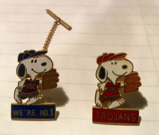 Usc Baseball Vintage Snoopy By Avira Tie Clasp And Lapel Pin Set