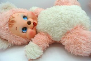 Vintage Rushton (?) Or Similar Large 18 " Rubber - Face Plush Stuffed Pink Bear