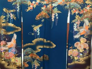 Vintage Japanese Silk Kimono with Designs 3