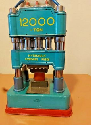 Vintage Tin Toy Red China Hydraulic Forging Press Me - 651