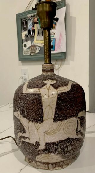 Killer Vintage Guido Gambone Large Ceramic Table Lamp Italy Nr