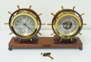 Vintage 1948 4 " Chelsea Ships Bell Clock & Barometer Claremont Set