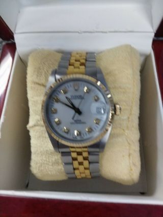 Rolex Tudor Oyster Prince 18kt Diamonds Vintage Ss Watch Mens Watch 74033