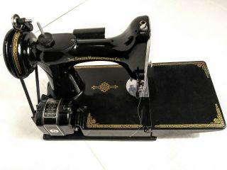 Vtg 1950 Singer Featherweight 221 Centennial Badge Sewing Machine W/ Case