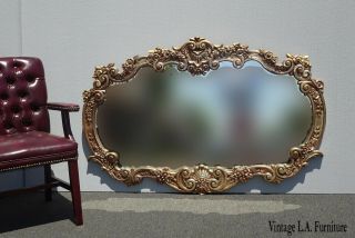 Large Vintage French Provincial Louis Xvi Ornate Rococo Gold Wall Mantle Mirror