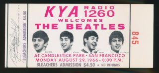 Beatles Vintage Historic 1966 " Candlestick Park " Full Concert Ticket Nm