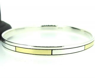 Vintage Cartier Two Tone Bangle In 18k Yellow Gold & Sterling Silver Bracelet