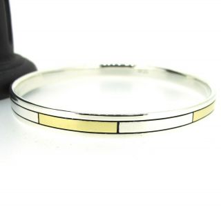 Vintage Cartier Two Tone Bangle in 18k Yellow Gold & Sterling Silver Bracelet 2