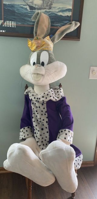 Giant 55” Life Size Looney Tunes Bugs Bunny Plush Warner Bros Purple King Robe