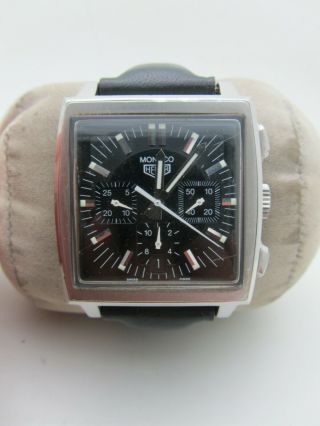 Tag Heuer Monaco Cs2111 Heritage Vintage Automatic Chronograph Black Face Watch