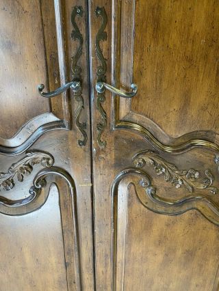 Vintage French Walnut Louis XV Armoire Wardrobe Cabinet 2 Door Raised Panels 3